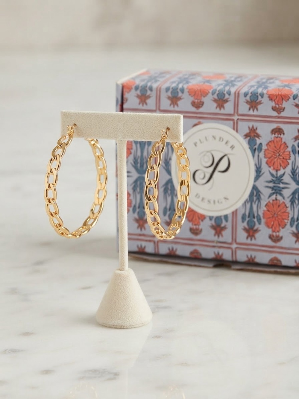 Plunder Gold Chain-Link Hoop Earrings
